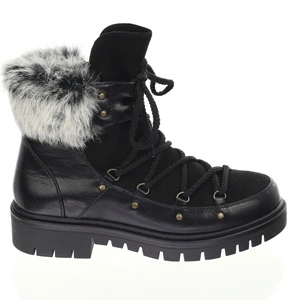 Czarne botki płaskie z futerkiem buty zimowe Jezzi