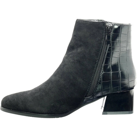 Czarne botki damskie na niskim obcasie wiosenne Jezzi