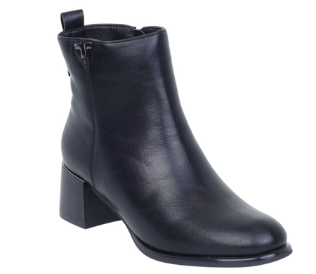 Czarne klasyczne botki damskie zimowe na średnim obcasie Jezzi