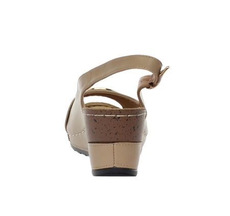 Lekkie sandały damskie na korkowej koturnie szyte Jezzi