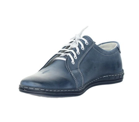 Niebieskie półbuty męskie sportowe skórzane POLBUT