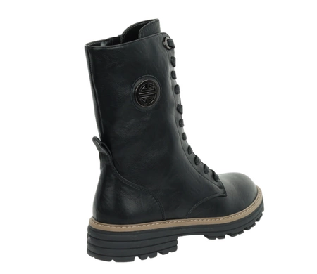 Czarne licowe glany damskie ocieplane trapery eleganckie Jezzi