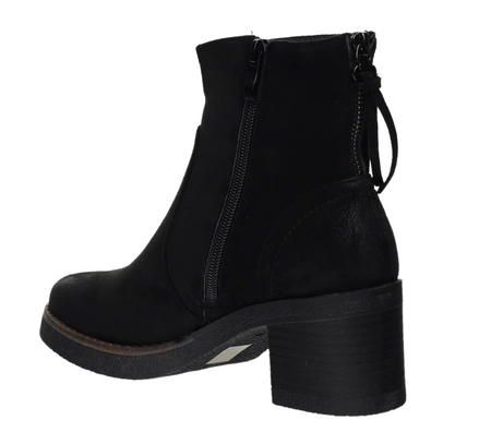 Czarne botki zimowe na wygodnym klocku bezflekowymDaszyński