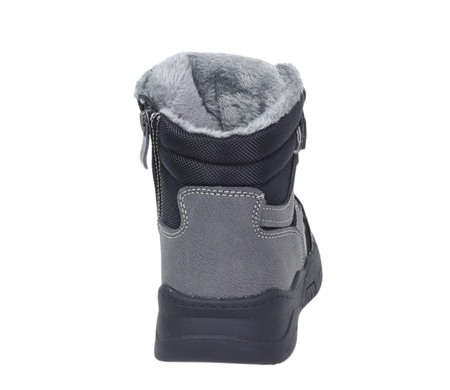 Szare buty zimowe dla chłopca na rzepy ciepłe i tanie NEWS