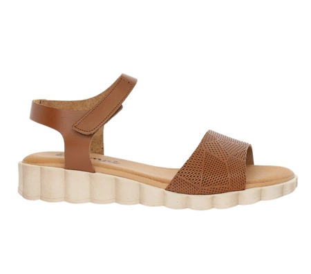 Brązowe sandały damskie płaskie skórzane Hiszpańskie El Pimpi - Made in Spain