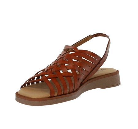 Brązowe skórzane sandały rzymianki plecione jezuski El Pimpi - Made in Spain