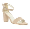 Beżowe sandały na obcasie z paskiem na kostce i zakrytą piętą AZALI