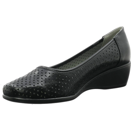 Czarne czółenka damskie na lekkiej koturnie Jezzi RMR2166-1