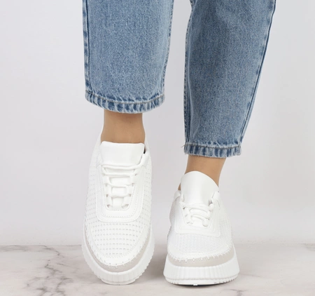 Modne białe adidasy damskie plecione Mc Braun