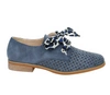 Niebieskie półbuty damskie garniturowe płaskie sznurowane Jezzi