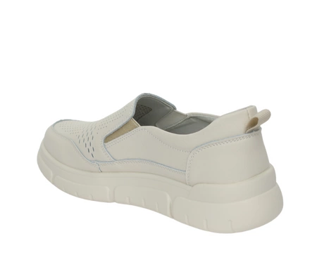 Lekkie beżowe półbuty damskie płaskie ze skóry naturalnej Jezzi