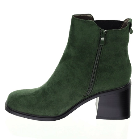 Zielone zamszowe botki damskie zimowe eleganckie i komfortowe Jezzi