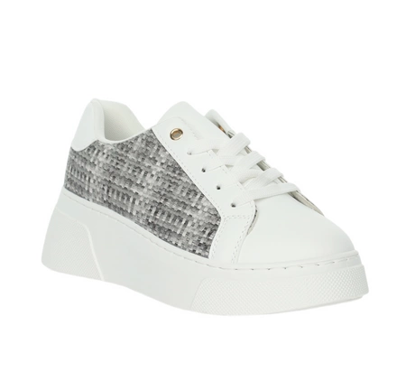 Modne sneakersy damskie sznurowane na białej platformie Mc Braun