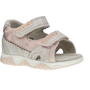 Sandałki dziecięce na rzepy pudrowy róż Miss E