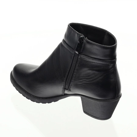 Czarne komfortowe buty zimowe na niskim obcasie Jezzi