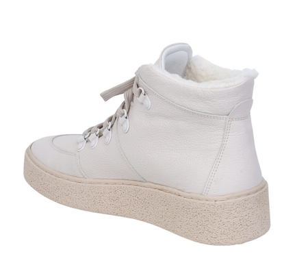 Jasne skórzane półbuty damskie zimowe ocieplane wełną sportowe Gino Fabiani