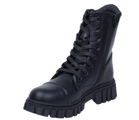 Czarne glany damskie ocieplane trapery zimowe buty American Club