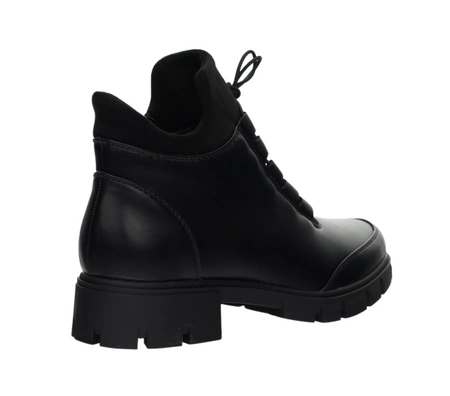 Czarne buty zimowe damskie na płaskiej podeszwie trapery Jezzi