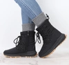 Czarne modne śniegowce damskie sportowe botki ciepłe na zimę Jezzi