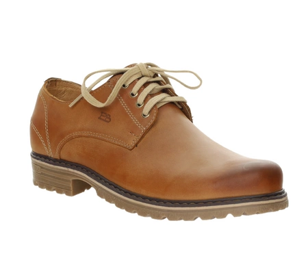 Karmelowe skórzane półbuty męskie trapery niskie derby POLBUT