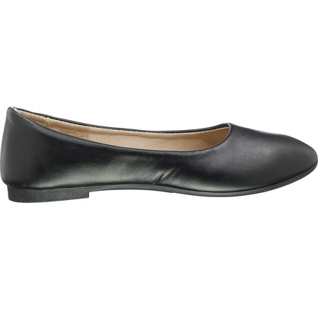 Czarne baleriny damskie płaskie z eko skóry Jezzi