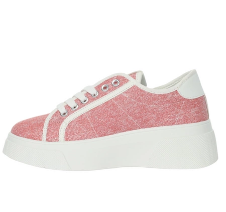 Modne sneakersy czerwone damskie na białej platformie Mc Braun