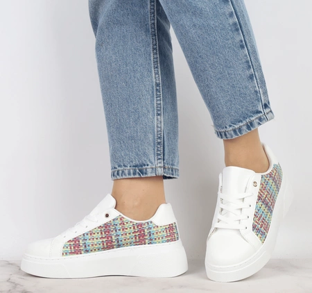 Modne kolorowe adidasy damskie sznurowane na białej platformie Mc Braun