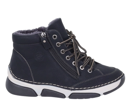 Czarne trzewiki damskie komfortowe botki zimowe ciepłe na zamek i sznurowadła HAIDRA