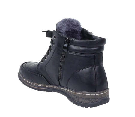 Czarne trzewiki damskie zimowe buty ciepłe zdrowotne Haidra