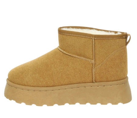 Brązowe botki EMU na platformie śniegowce na grubej podeszwie