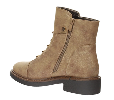 Złote wygodne i eleganckie botki zimowe płaskie na zamek Jezzi