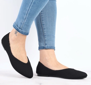 Czarne balerinki damskie płaskie czółenka skórzana wkładka Jezzi