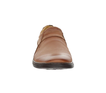 Brązowe skórzane półbuty męskie wsuwane szyte POLBUT