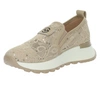 Beżowe eleganckie buty damskie sportowe koronkowe z cekinami VINCEZA
