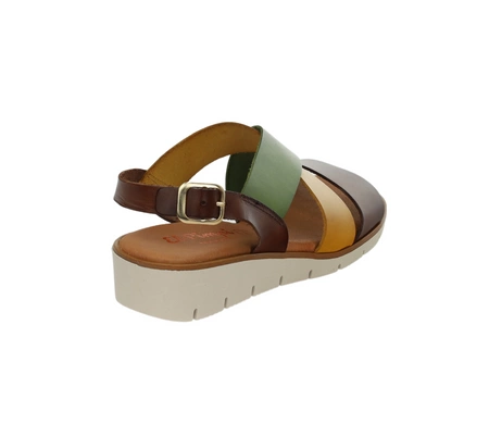 Kolorowe skórzane sandały damskie na paskach Hiszpańskie El Pimpi