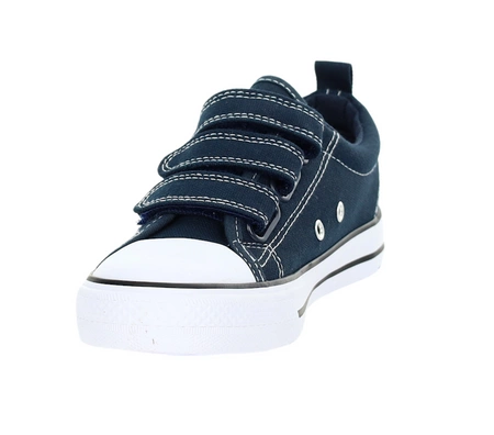 Granatowe trampki dziecięce na rzepy z białą podeszwą American Club