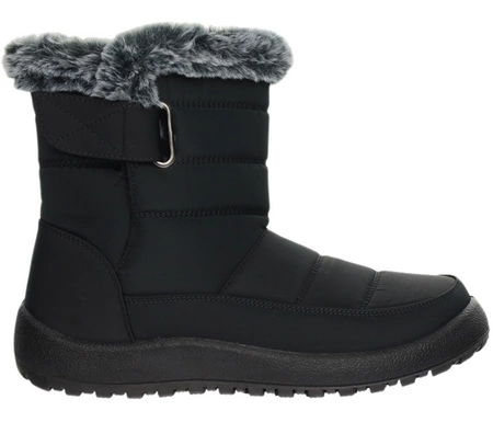 Czarne ciepłe i eleganckie śniegowce damskie buty termiczne wodoodporne Jezzi