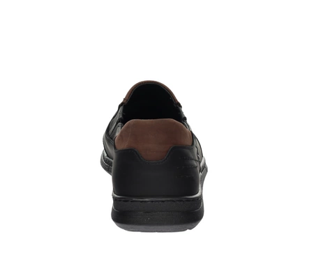 Czarne skórzane półbuty męskie wsuwane kościelne komfortowe POLBUT