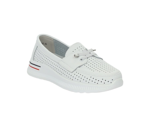 Białe skórzane mokasyny damskie sportowe półbuty Jezzi