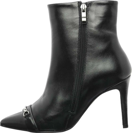 Czarne botki damskie na szpilce skórzane Gino Fabiani