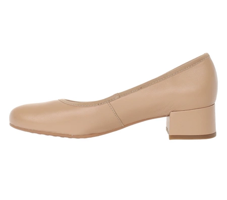 Komfortowe bezowe czółenka płaskie ze skóry naturalnej RYŁKO