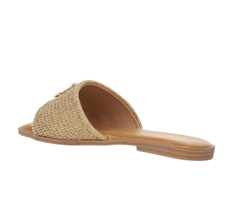Eleganckie plecione klapki płaskie z kwadratowym przodem Jezzi