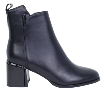 Eleganckie czarne botki damskie ze skóry naturalnej na obcasie Gino Fabiani