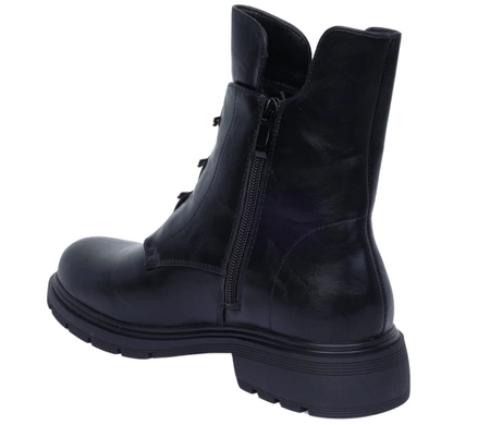 Czarne eleganckie botki damskie płaskie ocieplane komfortowe