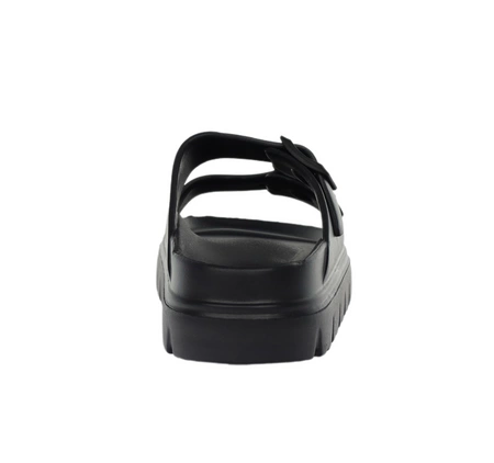 Czarne damskie klapki piankowe na dwóch paskach regulowane NEWS