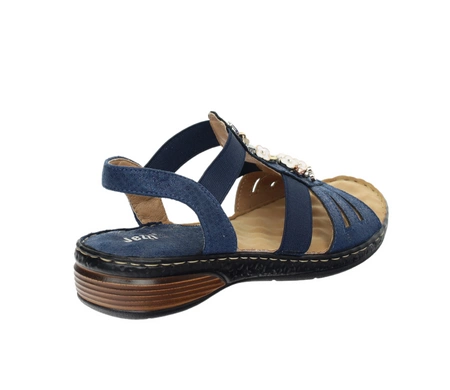 Granatowe komfortowe sandały damskie wsuwane szyte Jezzi