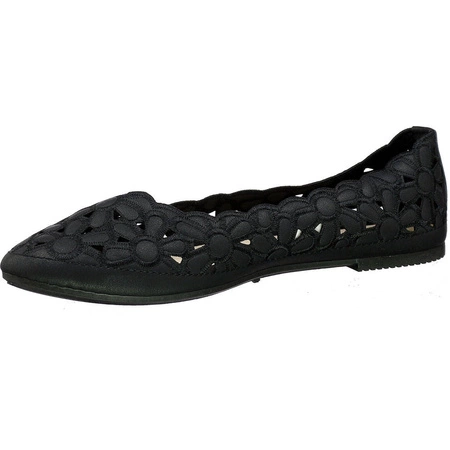Czarne baleriny damskie ażurowe eleganckie Jezzi