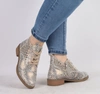 Wiosenne botki damskie płaskie złote wężowa skóra Jezzi