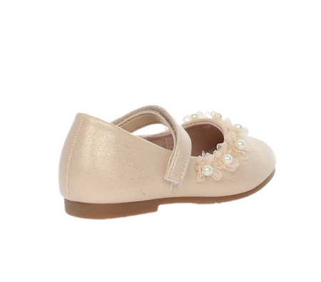 Piękne buty dziecięce eleganckie balerinki zapinane na rzep z perełkami MissE