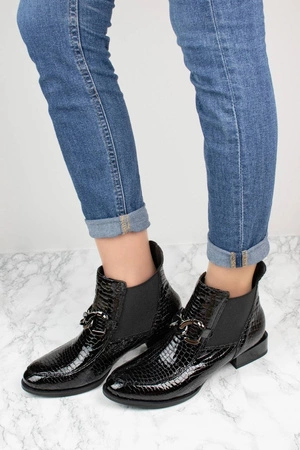 Czarne botki damskie płaskie komfortowe skórzane Massimo Lucchesi 2891